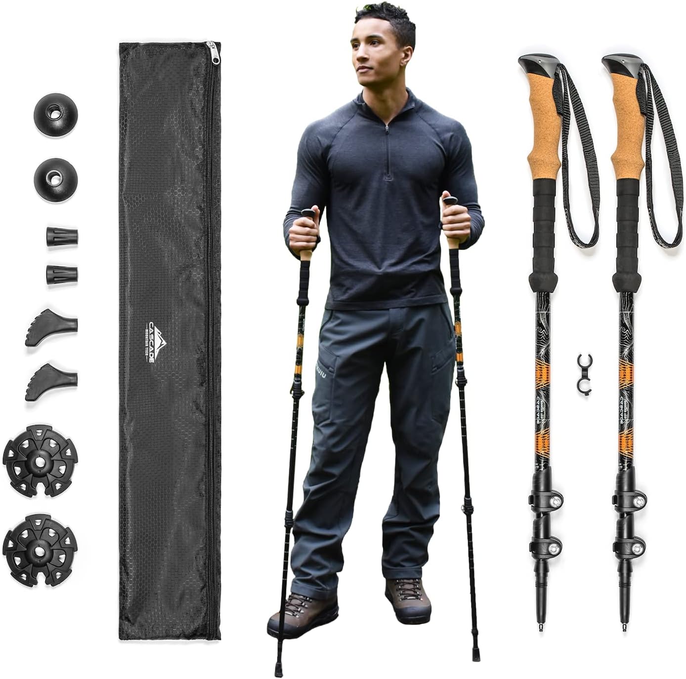 Premium Adjustable Hiking Trekking Poles – Lightweight Aluminum, Collapsible, with Anti-Shock Technology for Outdoor Adventures