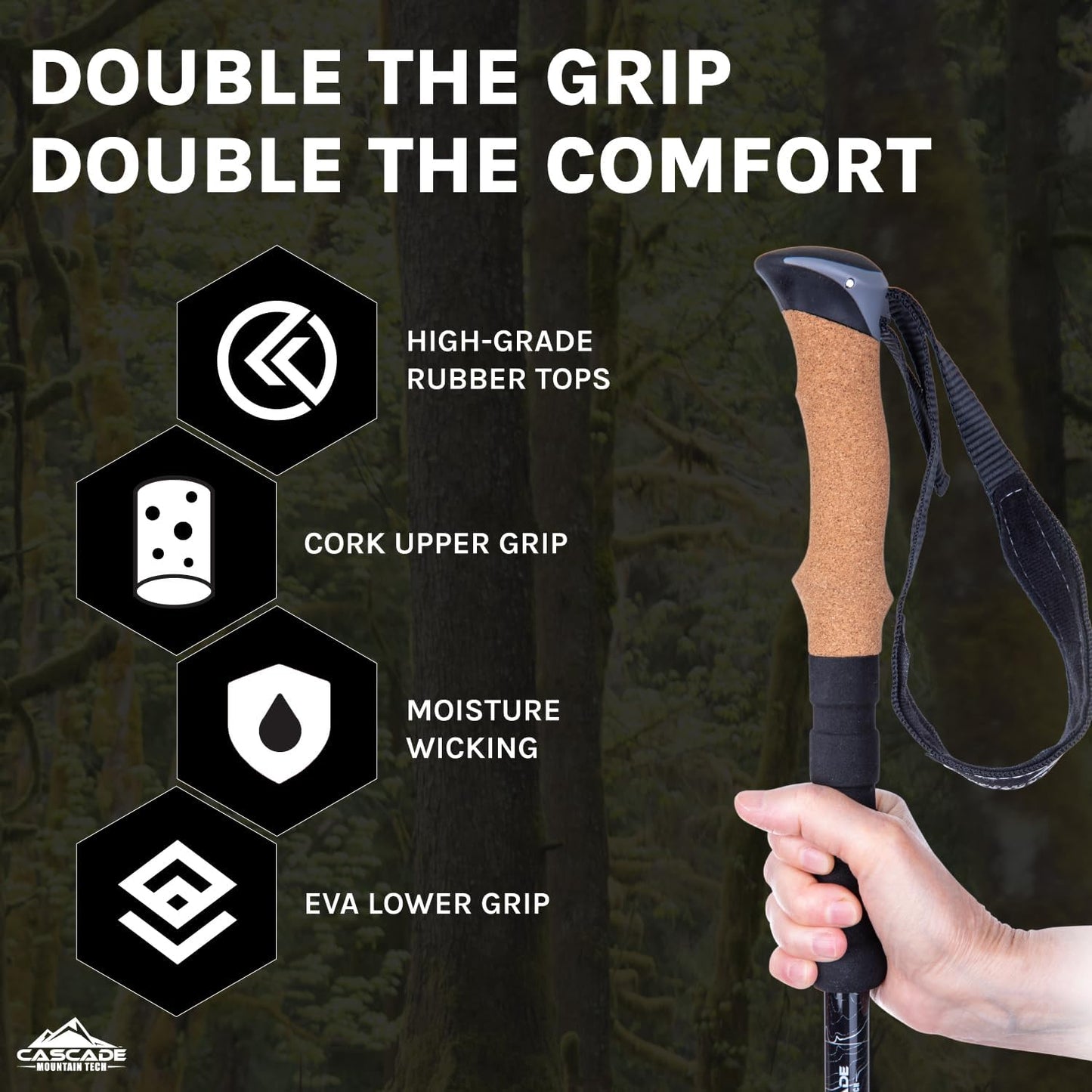 Premium Adjustable Hiking Trekking Poles – Lightweight Aluminum, Collapsible, with Anti-Shock Technology for Outdoor Adventures