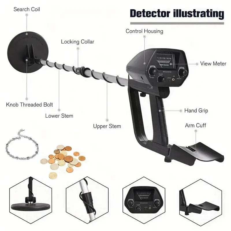High Sensitivity Handheld Metal Detector | Waterproof Medium-Sized Detector | Perfect for Treasure Hunting, Archaeology, Beach Exploration & Security Checks