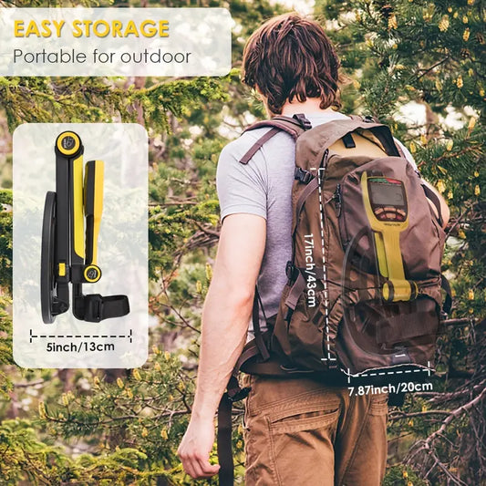 LOLARAN Professional Adjustable Collapsible Metal Detector – Portable Rechargeable Design for Outdoor Adventures and Treasure Hunting