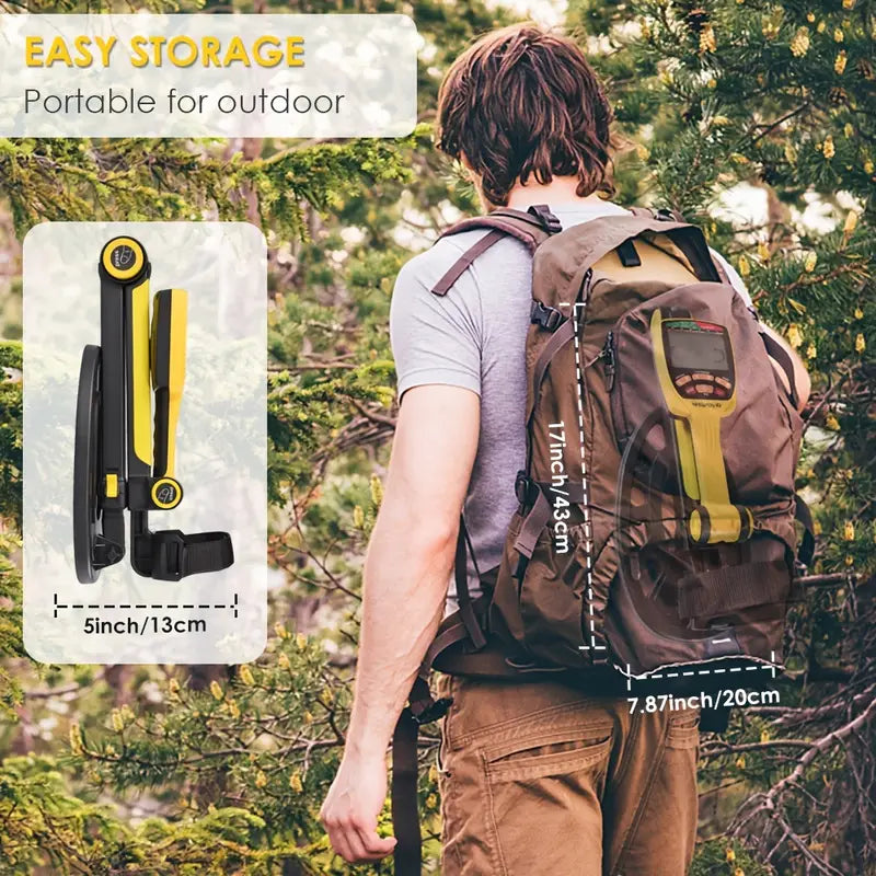 LOLARAN Professional Adjustable Collapsible Metal Detector – Portable Rechargeable Design for Outdoor Adventures and Treasure Hunting