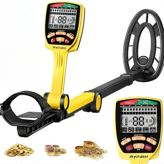 LOLARAN Professional Adjustable Collapsible Metal Detector – Portable Rechargeable Design for Outdoor Adventures and Treasure Hunting
