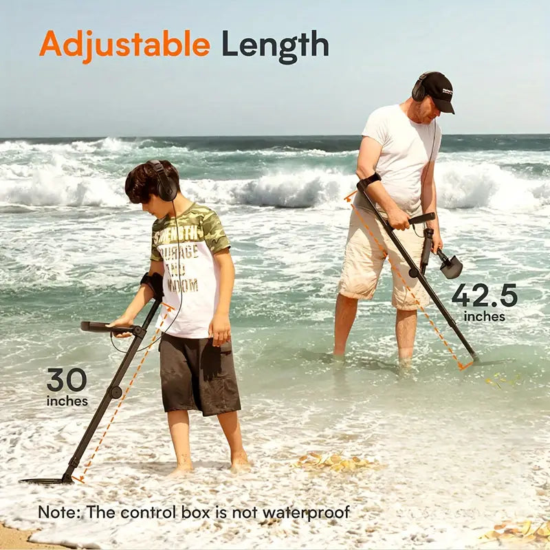 LOLARAN Professional Adjustable Collapsible Metal Detector – Portable Rechargeable Design for Outdoor Adventures and Treasure Hunting