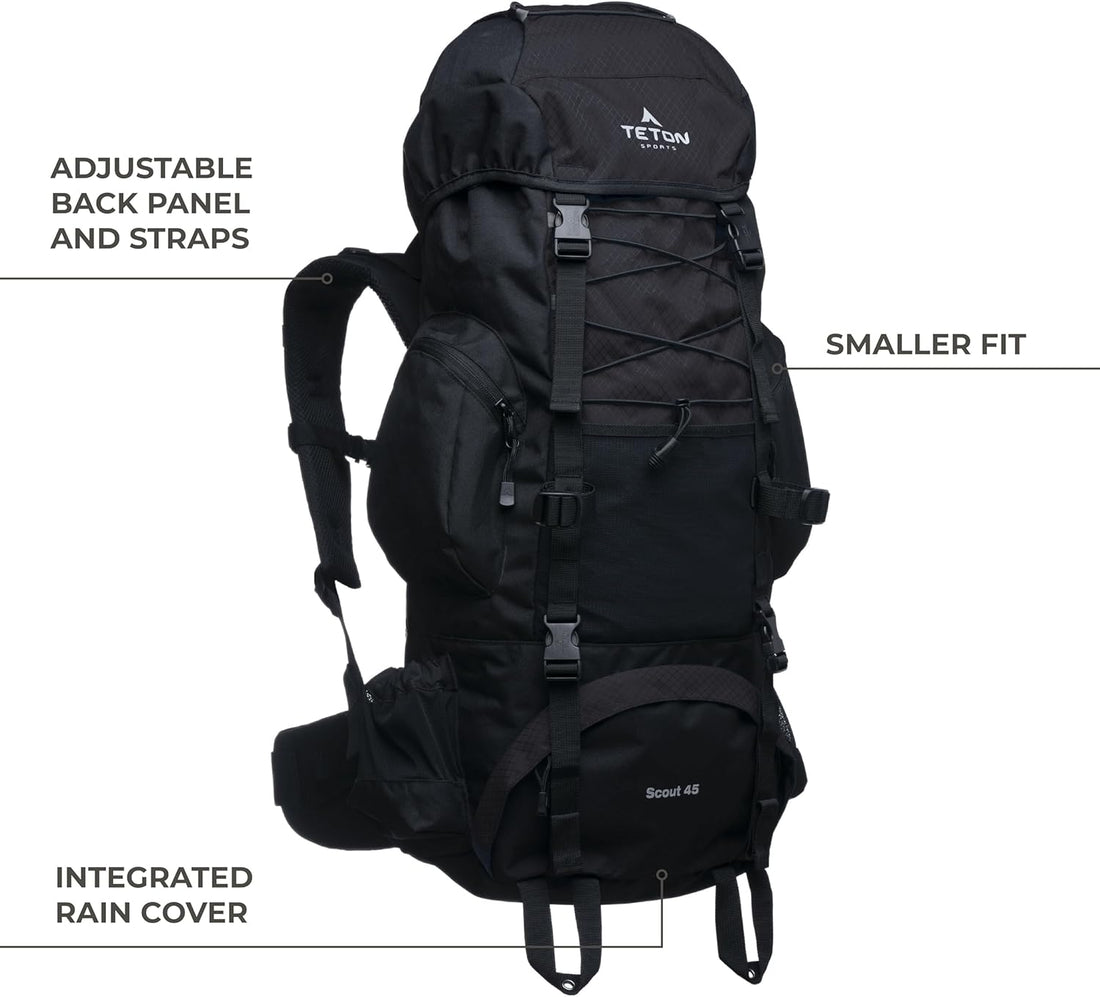 TETON Sports Internal Frame Hiking Backpack - 65L, Waterproof, Adjustable, Lightweight, with Multiple Compartments for Camping & Outdoor Adventures