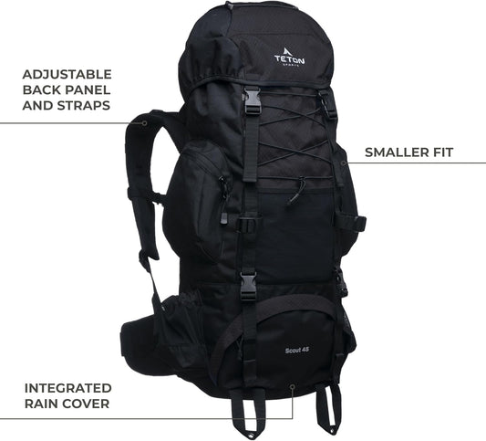 TETON Sports Internal Frame Hiking Backpack - 65L, Waterproof, Adjustable, Lightweight, with Multiple Compartments for Camping & Outdoor Adventures