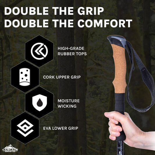 Premium Adjustable Hiking Trekking Poles – Lightweight Aluminum, Collapsible, with Anti-Shock Technology for Outdoor Adventures