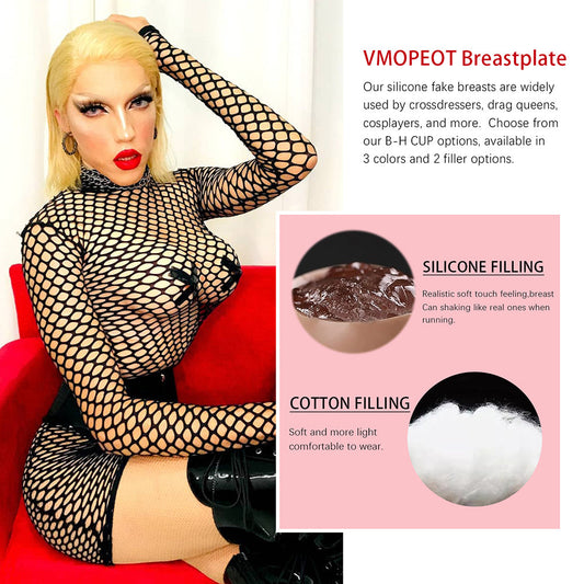 VMOPEOT Breast Forms for Crossdressers Silicone Breastplate False Breasts Transgender Drag Queen Cosplay Fake Boobs