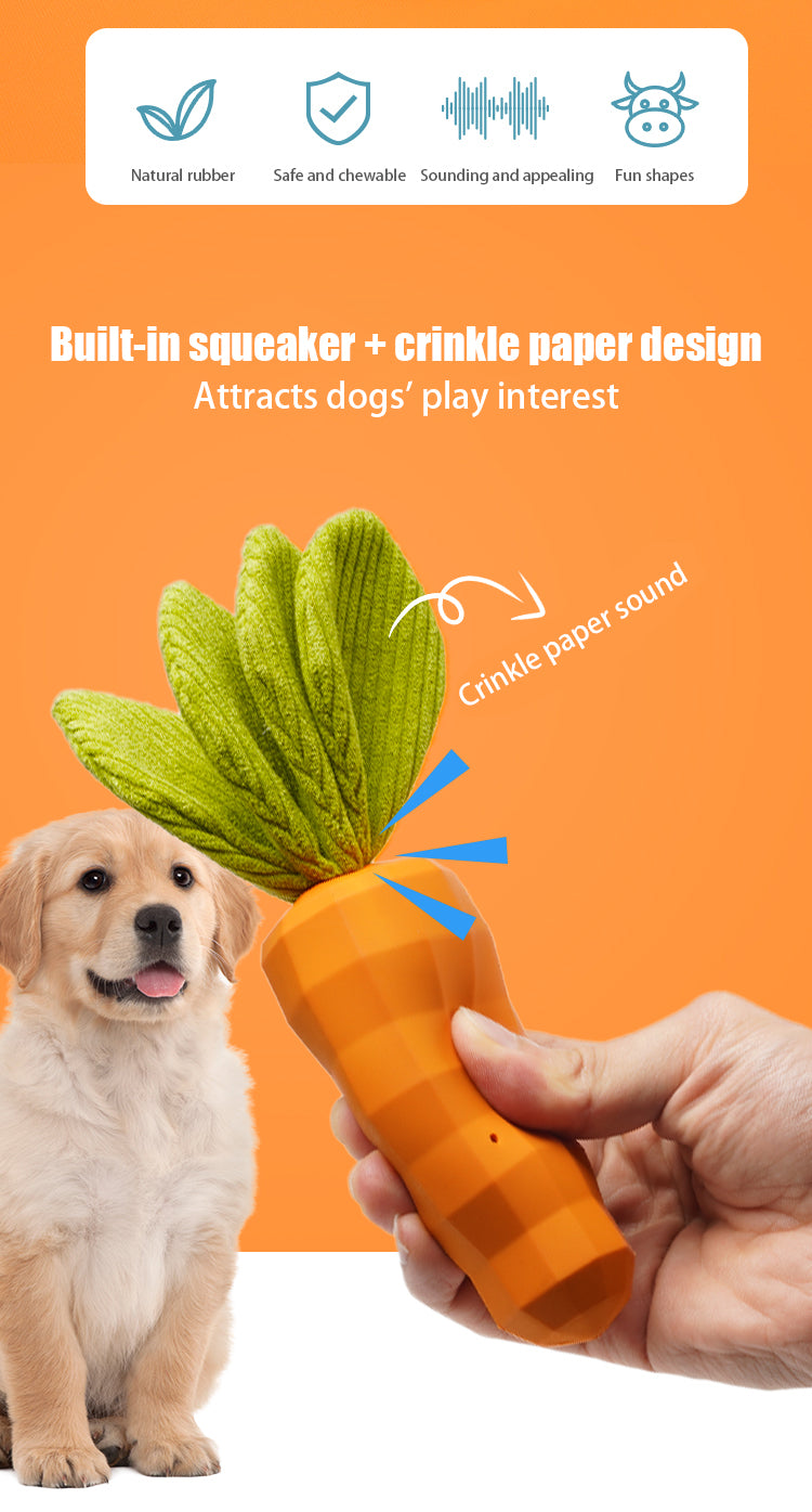 PnotKyes Dog Squeaky Chew Toy, Suitable for Aggressive Chewers, Rubber Carrot Dog Toy for Training and Cleaning, Interactive and Durable Toy for Small and Medium Dogs