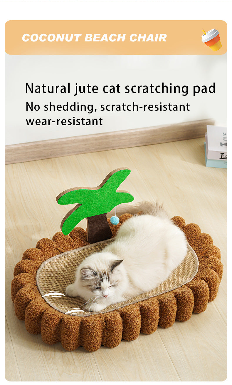 PnotKyes Cat Scratcher Jute Rope Bed, Coconut Tree Shaped Cat Scratching Board, 25.6 Inches/65cm Extra Large Cat Scratching Bed, Indoor Cat Scratching Board, Durable Oval Cat Scratching Beda.