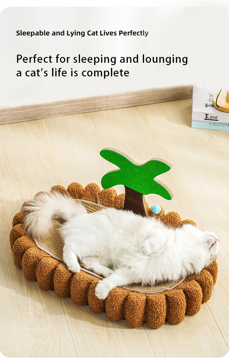 PnotKyes Cat Scratcher Jute Rope Bed, Coconut Tree Shaped Cat Scratching Board, 25.6 Inches/65cm Extra Large Cat Scratching Bed, Indoor Cat Scratching Board, Durable Oval Cat Scratching Beda.