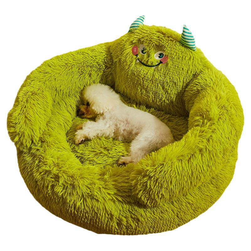 PnotKyes Cute Calming Dog and Cat Bed, Indoor High Bolster Donut Dog Bed, Comfortable Plush Cuddler Dog Bed, Suitable for Dogs and Cats, Cute Cartoon Soft Bed