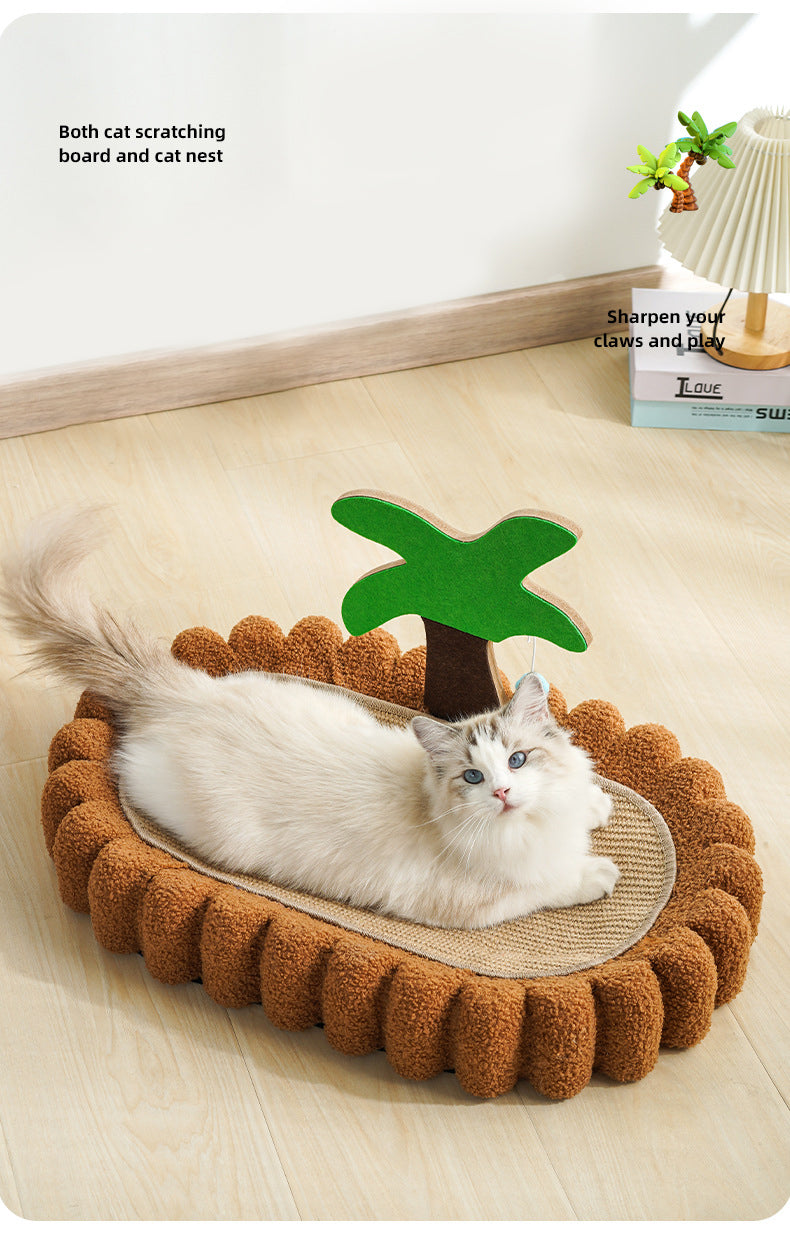 PnotKyes Cat Scratcher Jute Rope Bed, Coconut Tree Shaped Cat Scratching Board, 25.6 Inches/65cm Extra Large Cat Scratching Bed, Indoor Cat Scratching Board, Durable Oval Cat Scratching Beda.