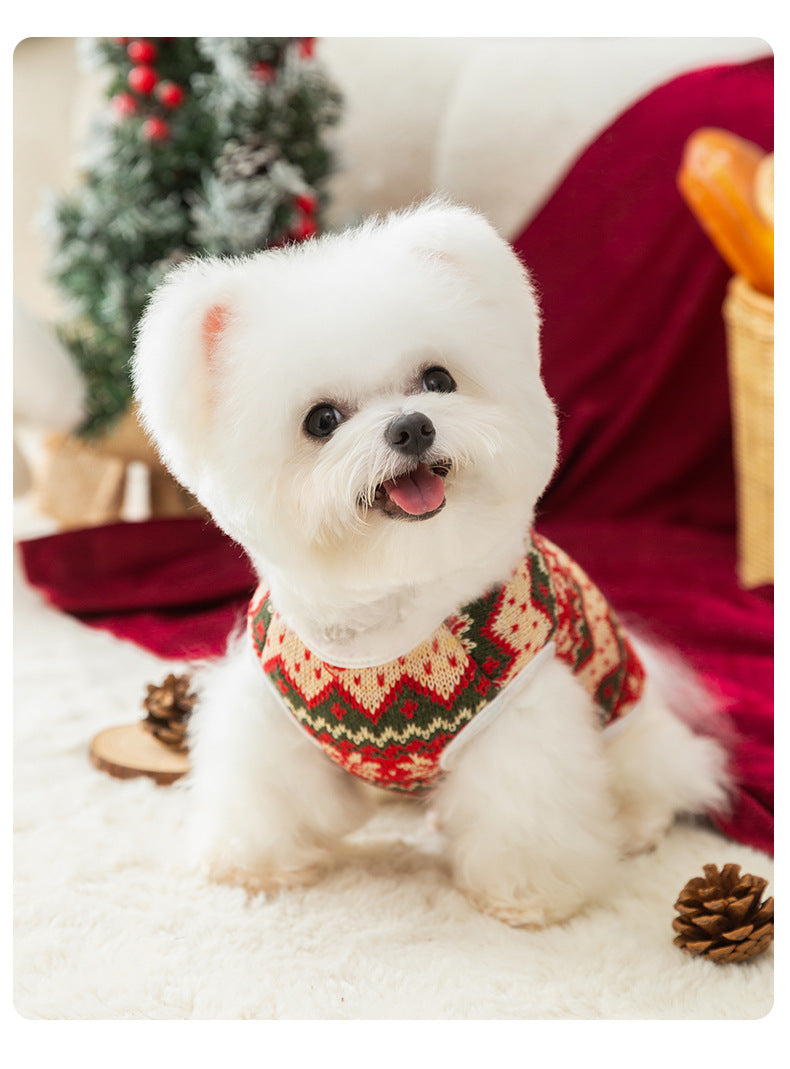 PnotKyes Pet Christmas Outfit, Stand-Up Christmas Bear Winter Vest, Knitted Sweater Cardigan for Dogs and Cats, Universal Pet Apparel