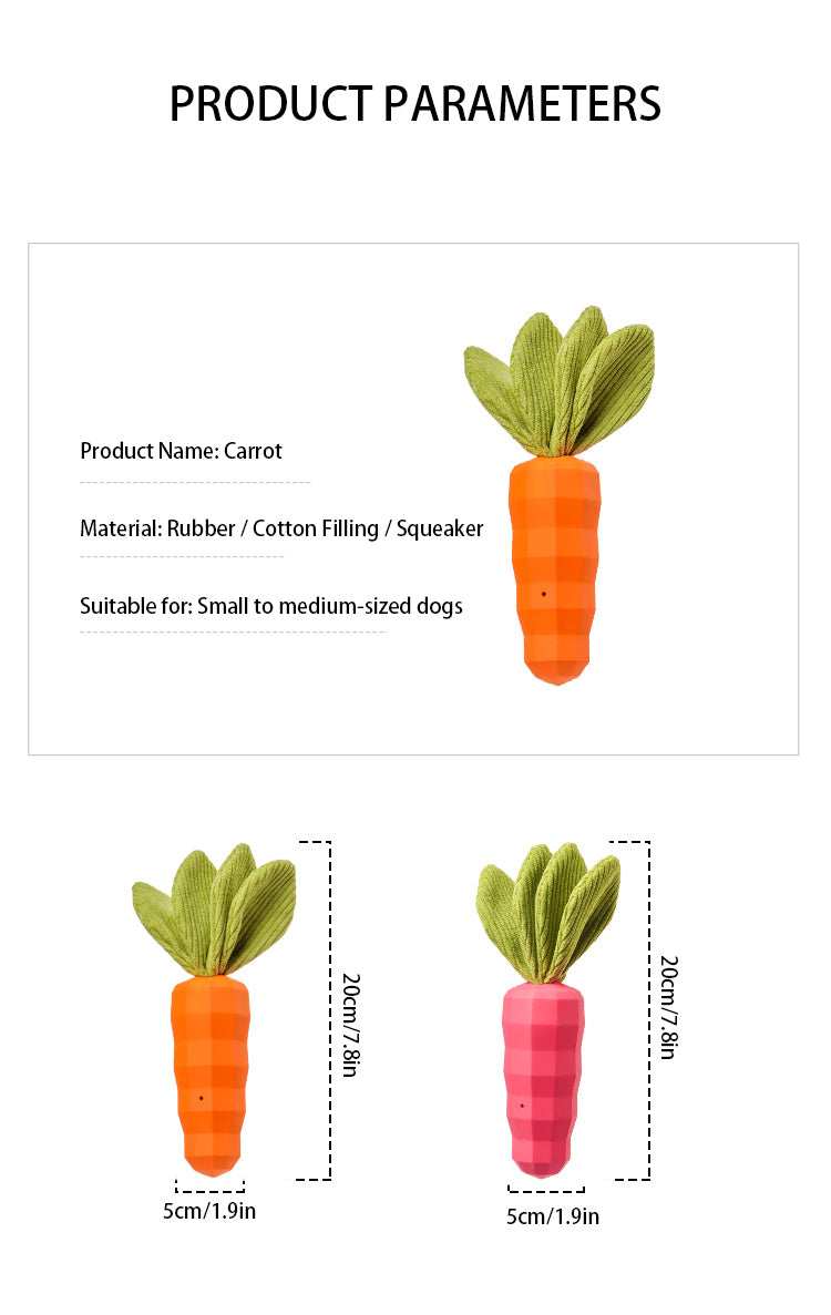 PnotKyes Dog Squeaky Chew Toy, Suitable for Aggressive Chewers, Rubber Carrot Dog Toy for Training and Cleaning, Interactive and Durable Toy for Small and Medium Dogs