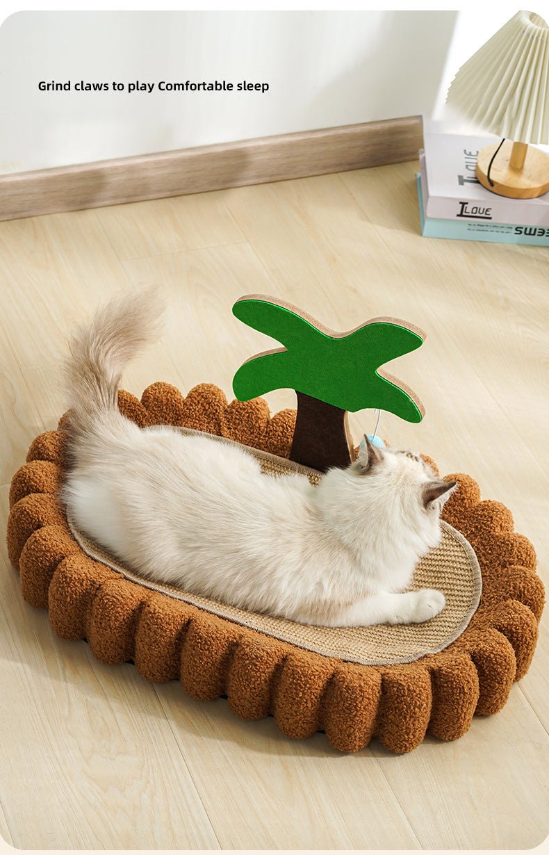 PnotKyes Cat Scratcher Jute Rope Bed, Coconut Tree Shaped Cat Scratching Board, 25.6 Inches/65cm Extra Large Cat Scratching Bed, Indoor Cat Scratching Board, Durable Oval Cat Scratching Beda.