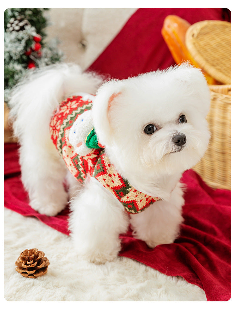 PnotKyes Pet Christmas Outfit, Stand-Up Christmas Bear Winter Vest, Knitted Sweater Cardigan for Dogs and Cats, Universal Pet Apparel