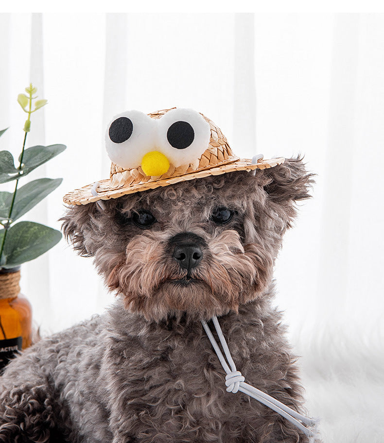 PnotKyesPet Straw Hat - Party Decoration, Adjustable Cute Mini Pet Straw Hat, Suitable for Small Pets/Puppies/Cats