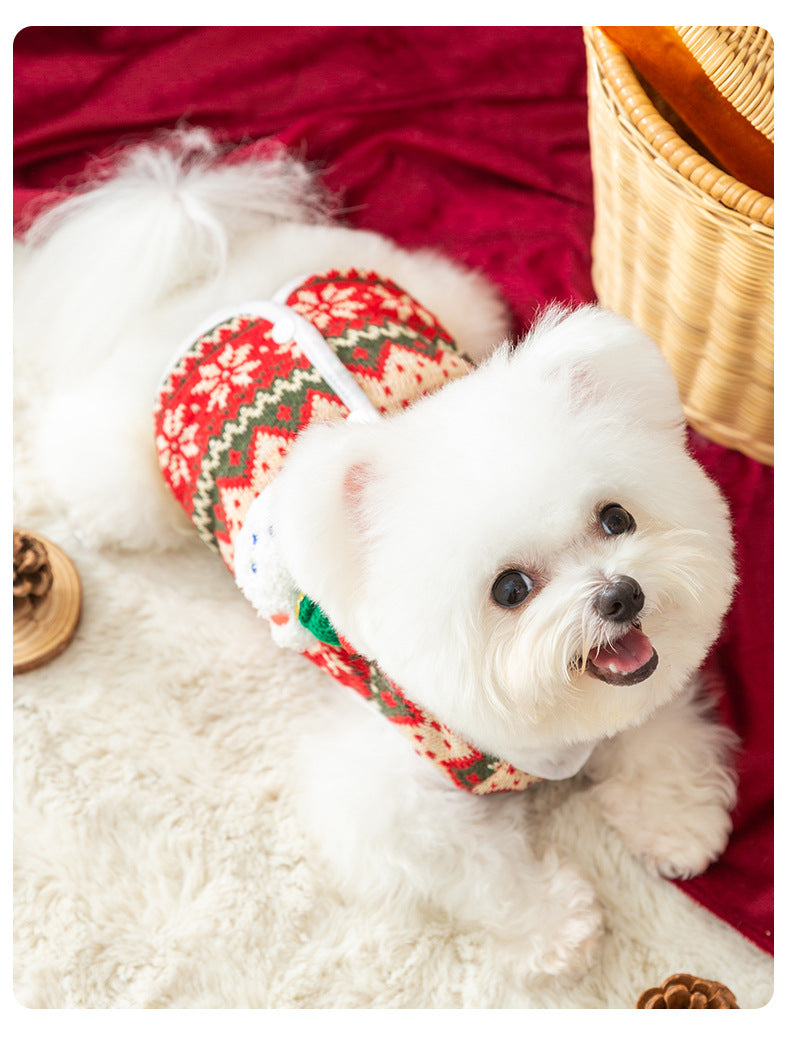 PnotKyes Pet Christmas Outfit, Stand-Up Christmas Bear Winter Vest, Knitted Sweater Cardigan for Dogs and Cats, Universal Pet Apparel