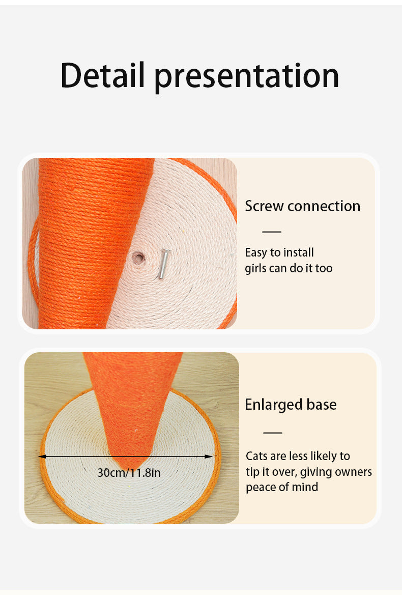 PnotKyes Carrot Cat Scratching Post - Cute and Fun Natural Sisal Cat Scratcher, Suitable for Indoor Small, Medium, and Large Cats, Universal for All Cats, Also Suitable for Other Pets.