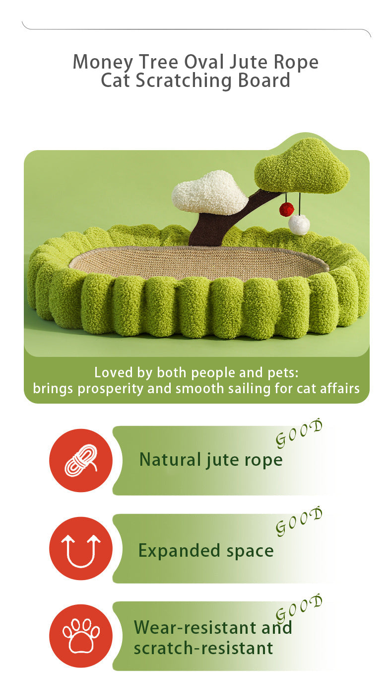 PnotKyes Cat Scratcher Bed, Sisal Rope Money Tree Shaped Cat Scratching Board, 25.6 Inches/65cm Extra Large Cat Scratching Bed, Indoor Cat Scratching Board, Durable Oval Cat Scratching Bed.