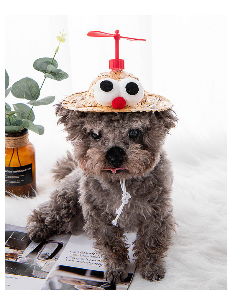 PnotKyesPet Straw Hat - Party Decoration, Adjustable Cute Mini Pet Straw Hat, Suitable for Small Pets/Puppies/Cats