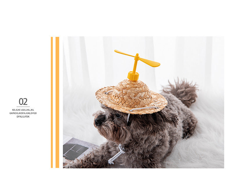 PnotKyesPet Straw Hat - Party Decoration, Adjustable Cute Mini Pet Straw Hat, Suitable for Small Pets/Puppies/Cats