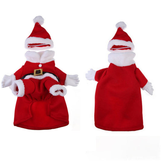 PnotKyes Pet Christmas Costume, Santa Claus outfit with a hooded cape, suitable for dogs, cats, and other pets for Christmas.