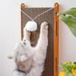 PnotKyes Cardboard Cat Scratcher, Vertical Cat Scratching Board, 23.6 Inch L-Shape Cat Scratch Pad with Built-in Toy Balls, Wall-Mount Cat Scratcher for Indoor Cats