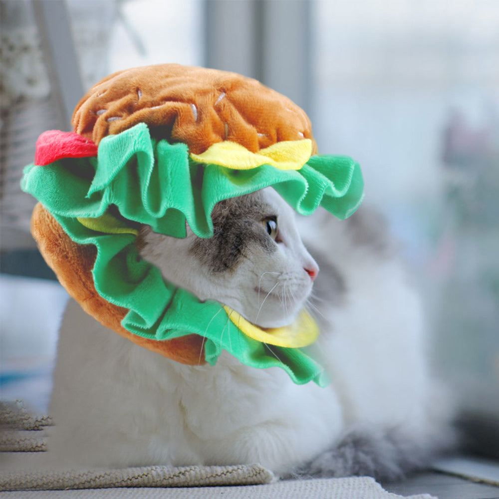 PnotKyes Fun Pet Hamburger Hat, Pet Hat, Novelty Costume, Suitable for Cats and Dogs, Halloween Costume, Event Dress-Up