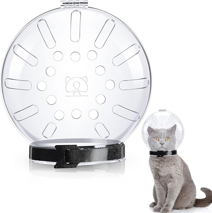 PnotKyes Cat Muzzle, Transparent Cat Muzzle, Breathable Cat Hood, Adjustable Cat Headgear, Pet Grooming Muzzle for Nail Trimming, Prevents Cats from Biting and Chewing