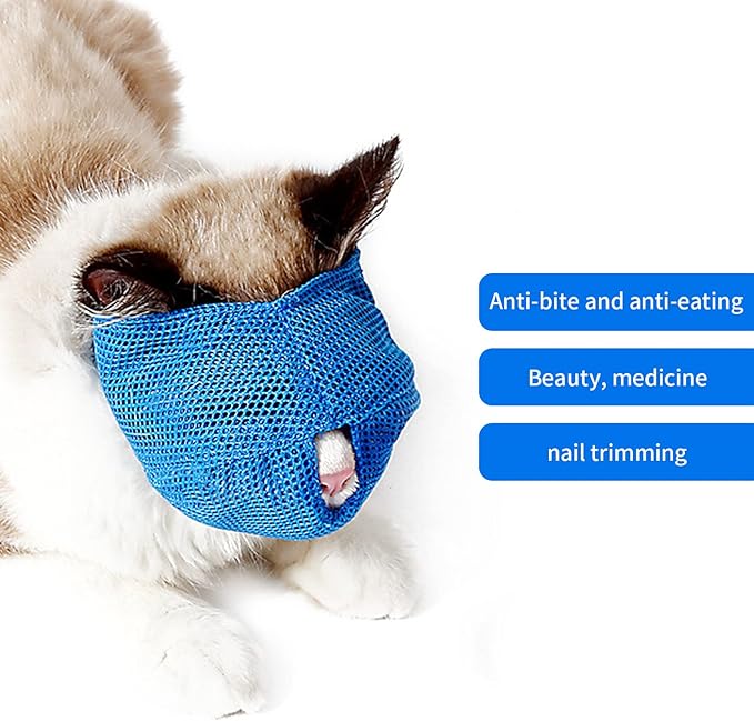 PnotKyes Cat Muzzle - Breathable Mesh Muzzle, Prevents Cats from Biting and Chewing, Anti-Bite, Anti-Meow, Anti-Scratch