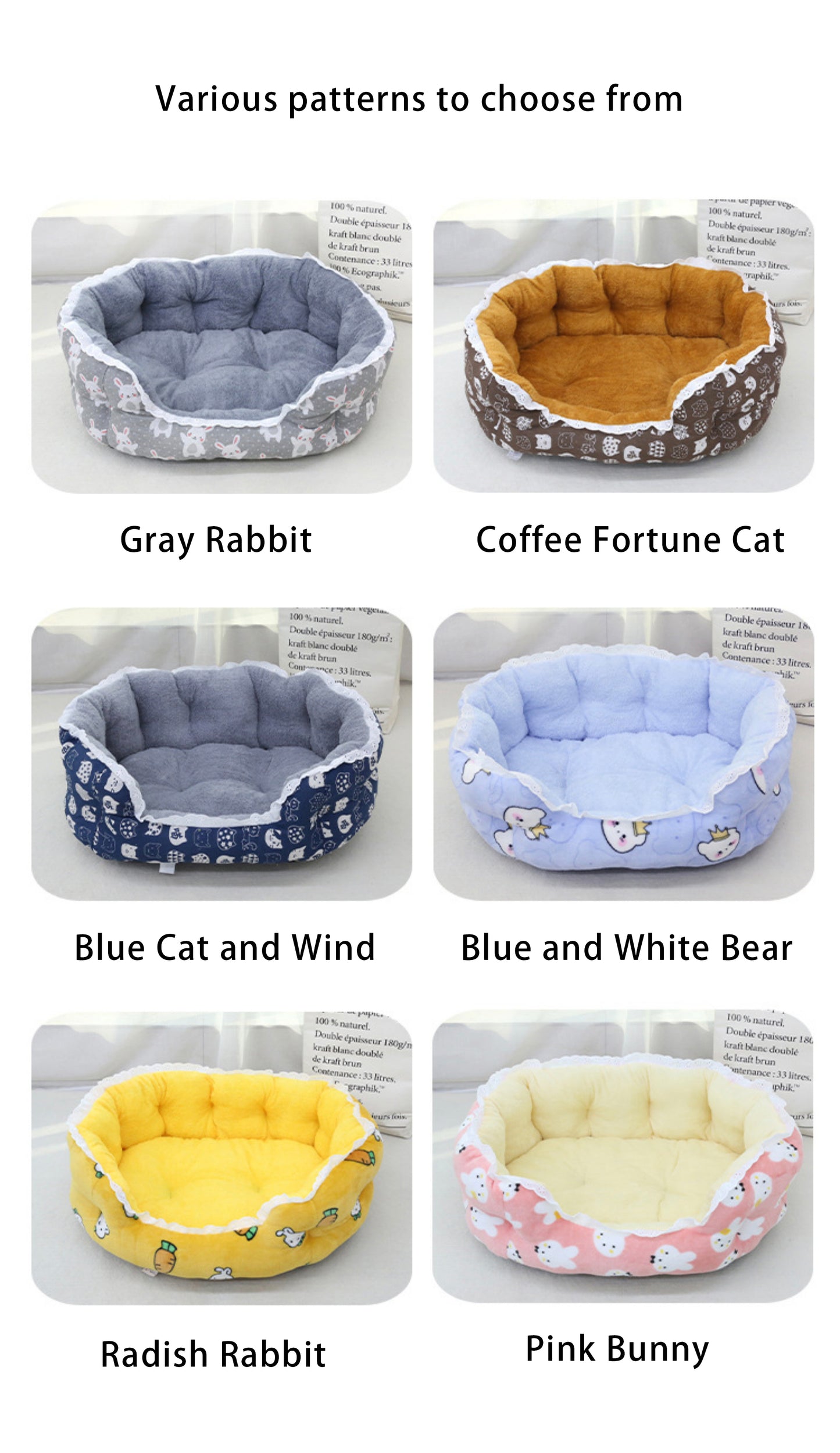 PnotKyes Round Pet Sofa Bed, Cozy Washable Bed, Pet Sofa Bed, Pet Cuddler Bed, Anti-Slip Bottom, Soft Calming Sleeping Bed