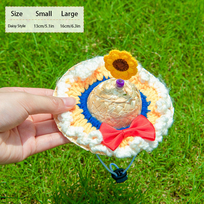 PnotKyesPet Straw Hat - Party Decoration, Adjustable Cute Mini Pet Straw Hat, Suitable for Small Pets/Puppies/Cats