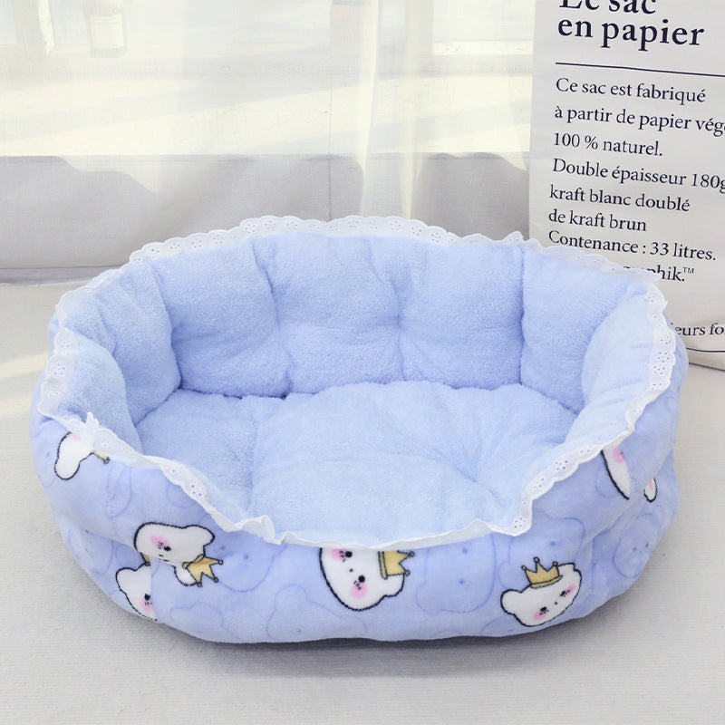 PnotKyes Round Pet Sofa Bed, Cozy Washable Bed, Pet Sofa Bed, Pet Cuddler Bed, Anti-Slip Bottom, Soft Calming Sleeping Bed