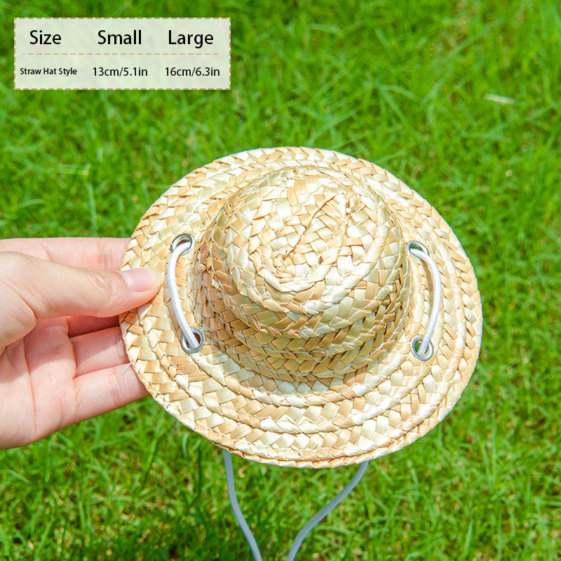 PnotKyesPet Straw Hat - Party Decoration, Adjustable Cute Mini Pet Straw Hat, Suitable for Small Pets/Puppies/Cats