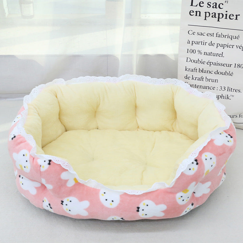 PnotKyes Round Pet Sofa Bed, Cozy Washable Bed, Pet Sofa Bed, Pet Cuddler Bed, Anti-Slip Bottom, Soft Calming Sleeping Bed