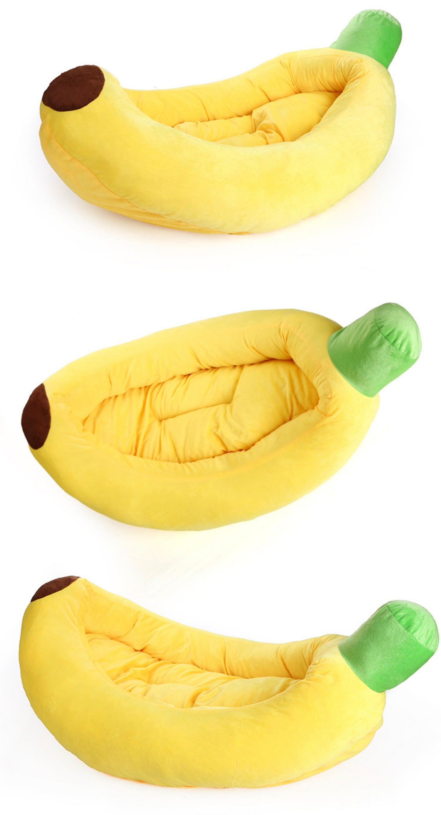 PnotKyes Dog Bed Cat Bed Pet Bed Comfortable and Washable in Banana Shape and Color with Removable Cushion