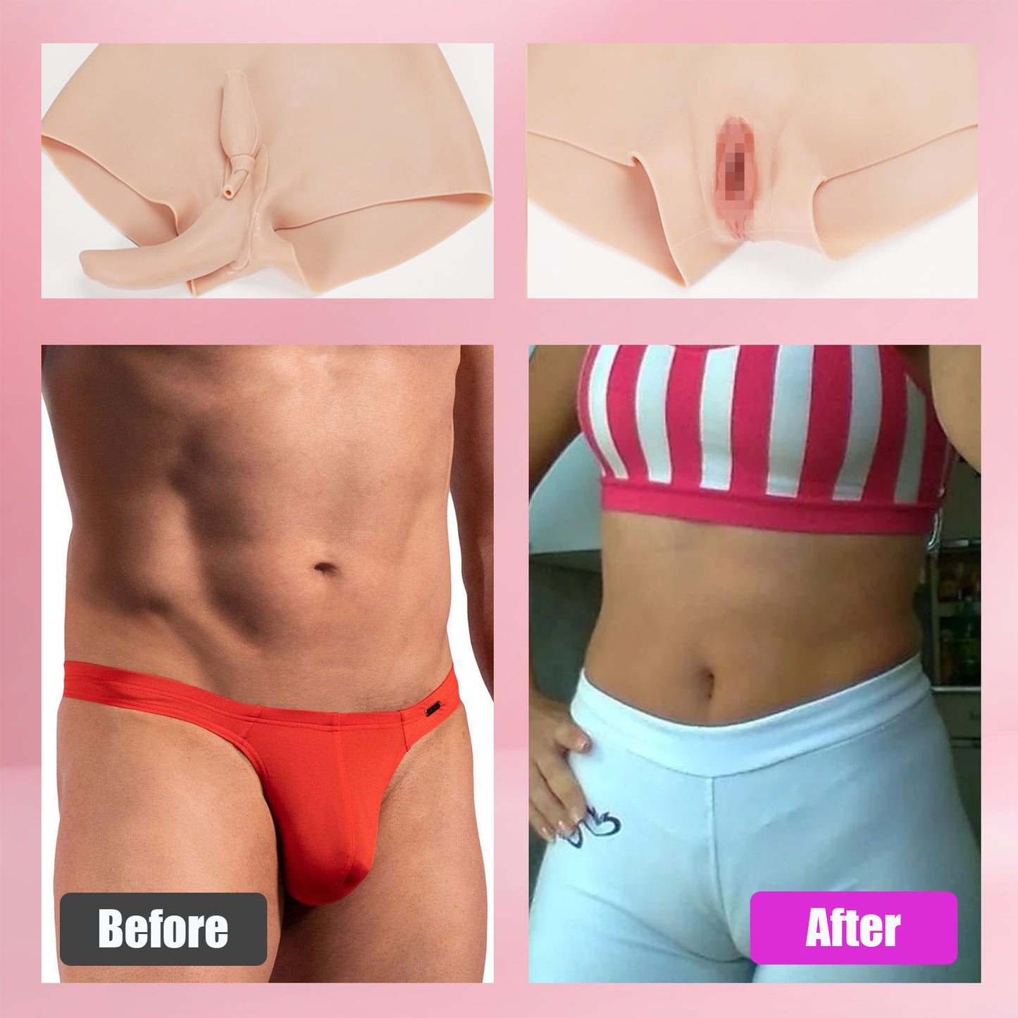 NRHCYBIU Hiding Gaff Panties for Crossdressers Silicone Hip Butt Briefs Transgender Silicone Underwear for Cosplay Drag Queen